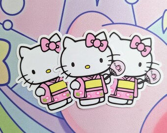 Kawaii Kitty Kimono Sticker