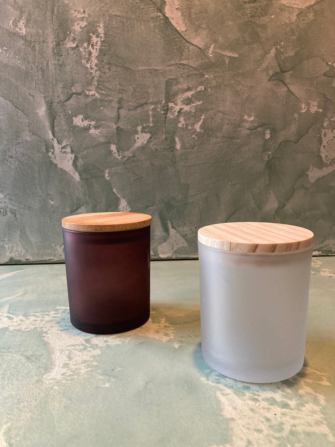 WHITE CANDLE JAR, 10.5 Oz Frosted White Candle Vessel With Bamboo Lids