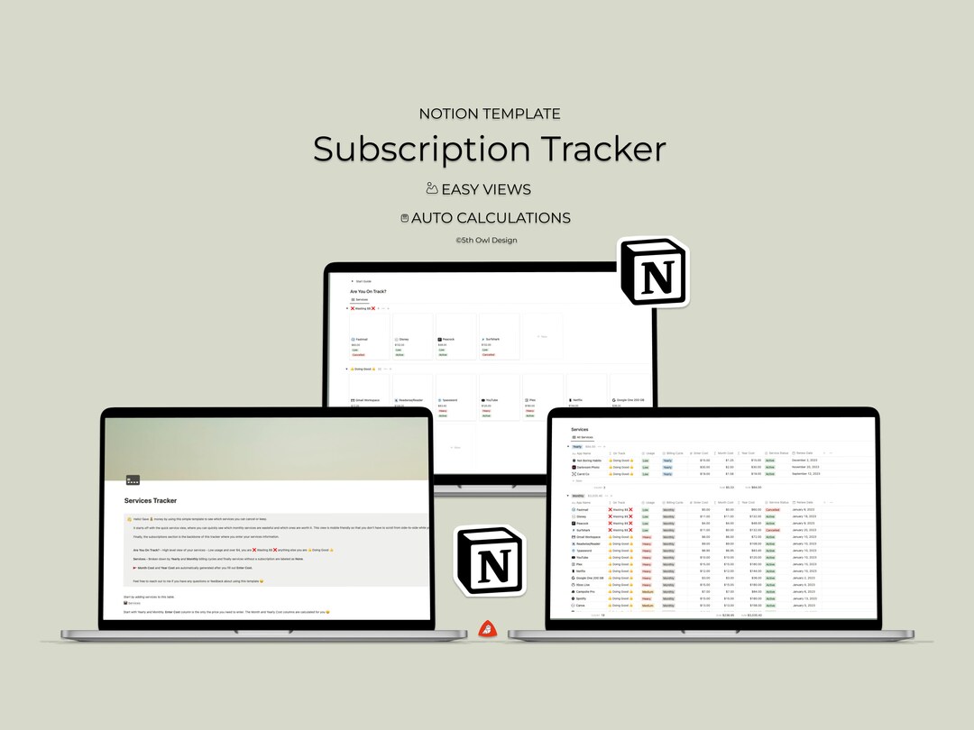 Notion Template Personal Subscription Tracker Expense Tracker ...