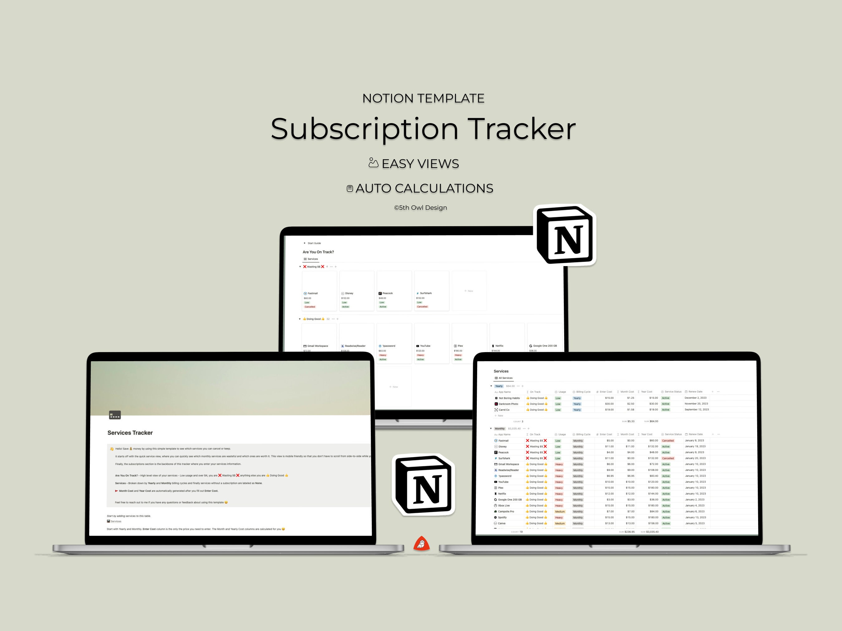 Notion Template Personal Subscription Tracker Expense Tracker ...