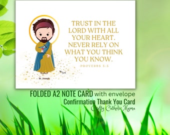 Saint Joseph Confirmation Thank You Cards | St. Joseph Thank Yous | Cards Confirmation | Confirmed Saint Joseph | Catholic Thank You Card