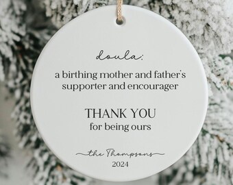 Personalized Doula Christmas Gift, Custom Doula Thank You Ornament, Mom and Dad Thank You Doula Keepsake, Doula Support Merry Christmas Gift