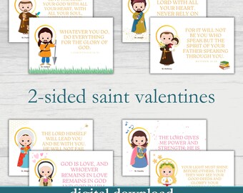 Digital Catholic Saint Valentines; St. Valentine’s Day Cards; Printable Catholic Teacher, Kids, Homeschool, Classroom, School Valentines