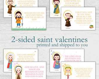 Catholic Saint Valentines; St. Valentine’s Day Cards; Catholic Teacher, Homeschool, Classroom, Physical Copy School Valentines; Christian