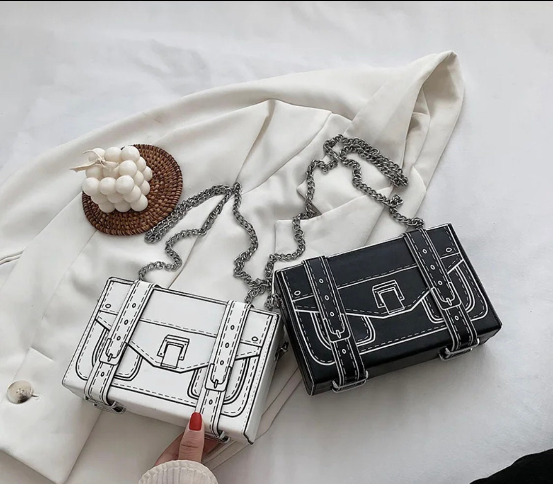 2D Crossbody Bag , Design , Black&white , Gift - Etsy