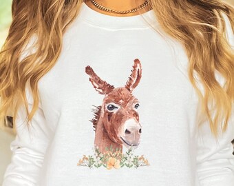 Donkey Sweatshirt, Cute Donkey shirt, Homestead shirt, Farm Shirt, Farmer,Crewneck sweatshirt,  Cowgirl Shirt, Western Lover Shirt