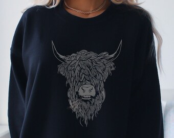 SUPER SOFT Highland Cow Sweatshirt, Cute Cow shirt, Homestead shirt, Farm Shirt, Farmer,Crewneck sweatshirt, Highlander, Cowgirl Shirt