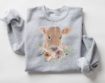 SUPER SOFT Cow Sweatshirt, Cute Cow shirt, Homestead shirt, Farm Shirt, Farmer, Homesteader, Crewneck sweatshirt, Jersey Cow, Cowgirl Shirt