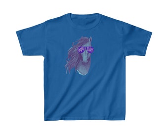 Kids Mustang T Shirt Mustang wearing Game Day Sunglasses Colorful Mustang