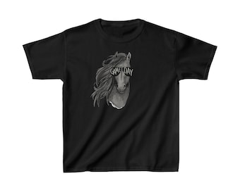 KIDS Mustang Shirt Mustang wearing Game Day sunglasses Dark Mustang