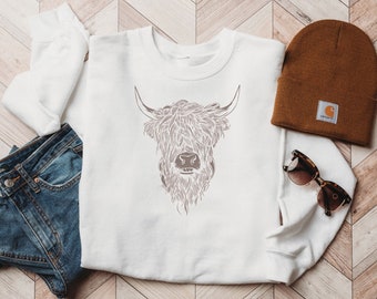 SUPER SOFT Highland Cow Sweatshirt, Cute Cow shirt, Homestead shirt, Farm Shirt, Farmer,Crewneck sweatshirt, Highlander, Cowgirl Shirt