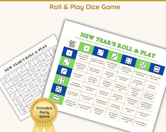 New Year’s Roll & Play Game, Fun Family Icebreaker, Printable New Year Party Game for Kids + Adults, A4 and US Letter PDF Instant Download