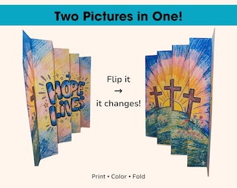 Manualidad imprimible de agamógrafo de Pascua, 2 imágenes en 1 proyecto artístico, actividad cristiana de Pascua, manualidad para la escuela dominical, PDF de Hope Lives Cross