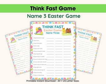 Juego imprimible de Pascua para pensar rápido: juego de Pascua para niños, actividad de Pascua para el aula, divertido juego familiar de Pascua.