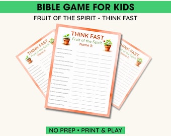 Juego del Fruto del Espíritu para Niños – Actividad Bíblica para Pensar Rápido, Escuela Dominical, Juego para Fiestas Cristianas