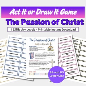 Passion of Christ Act It or Draw It Printable Game | Bible Easter Story Activity for Families & Youth Groups | Fun Christian Party Game
