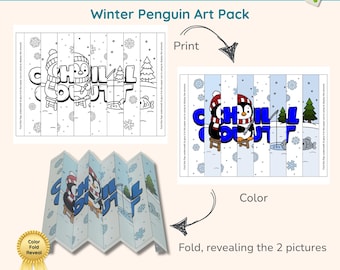 Agamógrafos imprimibles Winter WonderFlips para niños: 4 diseños de pingüinos + sugerencias para escribir. Una manualidad invernal fácil y divertida.