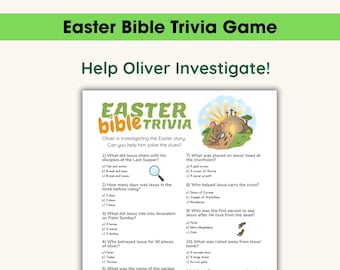Juego de trivia bíblica de Pascua para niños imprimible, actividad de cuestionario sobre la historia de Pascua con clave de respuestas, actividad de Pascua para la escuela dominical, aula cristiana