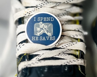 I Spend He Saves Sticker, Hockey Goalie Sticker, Laptop Sticker, Kindle Sticker, Phone Sticker, Goalie Gift, Goalie Mom, Goalie Dad, Hockey