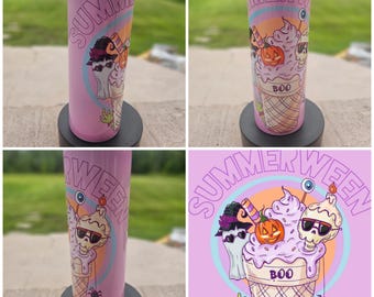 Summerween ピンクタンブラー | Summerween 20オンス ステンレススチールタンブラー | ハロウィンサマータンブラー | サマータンブラー