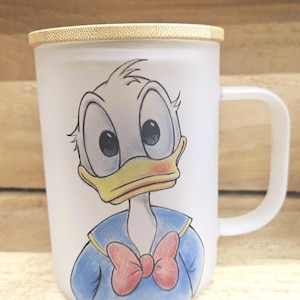 Donald Duck Frosted Glass 16 oz. Mug Tumbler | Donald Duck Coffee Cup | Donald Duck Mug