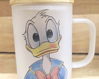 Donald Duck Frosted Glass 16 oz. Mug Tumbler | Donald Duck Coffee Cup | Donald Duck Mug