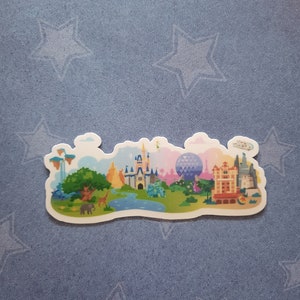 Walt Disney World Parks Sticker | Disney Watercolor Sticker | Disney Four Parks Sticker | Magic Kingdom | Epcot | Hollywood | Animal Kingdom