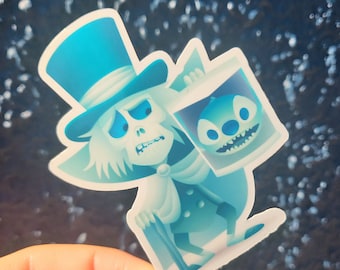 Hatbox Ghost Holding Stitch Sticker | Hatbox Ghost Sticker | Stitch Sticker | Haunted Mansion Sticker | Disney Halloween Sticker