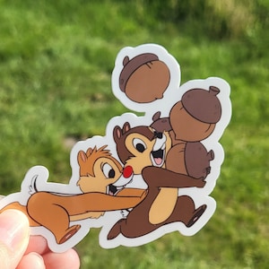 Chip N&#39; Dale Sticker | Chip N&#39; Dale Sticker with Acorns Sticker | Chip N&#39; Dale Sticker Running Sticker |