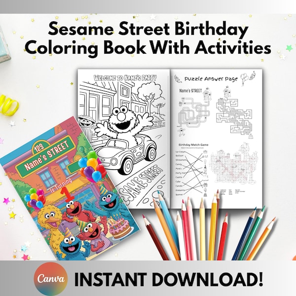 Printable Sesame Street Coloring Books Etsy Australia
