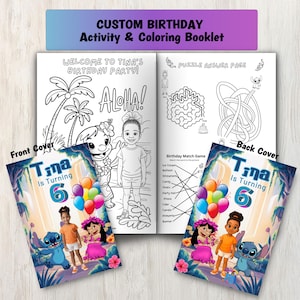 Customized Lilo and Stitch Birthday Coloring Book - Personalized Printable Kids Birthday Activity Book, Custom Coloring Page from Your Photo