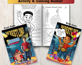 Customized Wrestling Birthday Coloring Book - Personalized Printable Kids Birthday Activity Book – Custom Coloring Pages from Your Photo