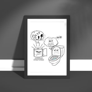 Toilet Paper vs. Toothbrush Bathroom Wall Art, I Hate My Job Wall Art Funny Bathroom Humor Sign