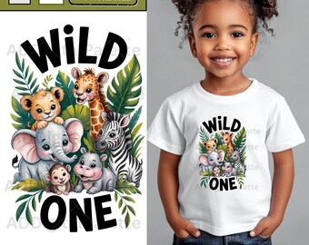 Wild One Frontal T-Shirt PNG Design, Wild One Safari PNG, 1st Birthday Sublimation Design, Kids Birthday, Digital DTF Transfer
