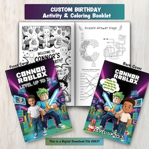 Customized Rob-lox Kids Birthday Coloring Book - Personalized Printable Kids Birthday Activity Book, Custom Coloring from Your Photo