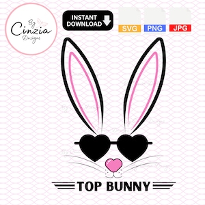 Funny Easter Bunny Svg | Girl Bunny With Sunglasses Svg | Hip Hop Bunny Svg | Cricut Cut File for Easter | Easter svg for kids t shirt |