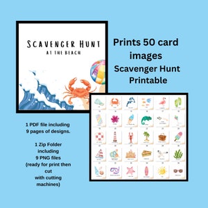 Giochi di carte stampabili, caccia al tesoro in spiaggia, stampabili della caccia al tesoro estiva, schede attività per bambini, stampe digitali attività per bambini