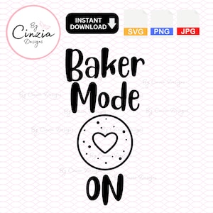Bakers Svg Cutting Machine and Digital Files Png Jpg, Baker Mode On Svg, Digital Baking, Cakes, Cookies, Kitchen Svg Files, Apron Design