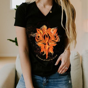 Lehabah Crescent City fire sprite Vneck Tshirt, flirty & feisty Lele V-neck Tshirt from Sarah J Maas' Crescent City-House of Earth and Blood