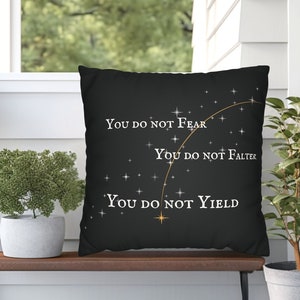 You do not Fear You do not Falter You do not Yield Black Faux Suede Reading Pillow, Rhysand&#39;s command to Feyre from Sarah J Maas ACOTAR epic