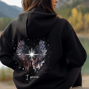Hunt&#39;s Promise Crescent City &quot;I will find you again. I promise.&quot; to Bryce on a 2-sided, star-flecked cozy hoodie from Sarah J Maas&#39; series