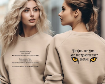 There once was a girl One Dark Window 2-sided Sweatshirt, the Monster peeks from the back from Rachel Gillig's dark romance, size S-5XL