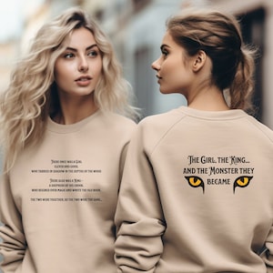 C'era una volta una ragazza Felpa One Dark Window bifacciale, il mostro sbircia dalla schiena dal romanzo dark romance di Rachel Gillig, taglia S-5XL