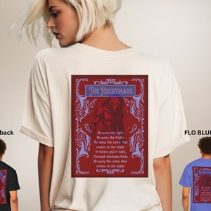 Camisa colorida confortável The Nightmare One Dark Window, Be Wary Be Clever Be Good e o cartão The Nightmare, romance sombrio de Rachel Gillig
