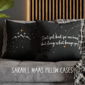 ACOTAR Pillow Case | What Brings You Joy Quote & Night Court Stars | 2-Sided Faux Suede Bookish Gift Sarah J Maas Home Decor