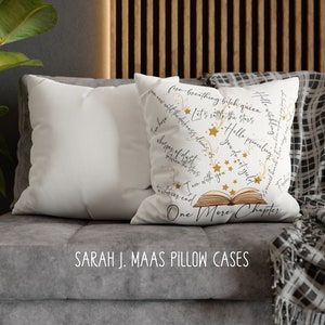 Throne of Glass One More Chapter Quotes Faux Suede Pillow CASE, favorites & magic stars adorn this book lover gift, from Sarah J Maas epic