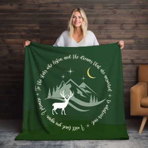 Maasverse Blanket Velveteen or Sherpa Blanket, Throne of Glass ACOTAR and Crescent City all together with fav quotes from Sarah J Maas