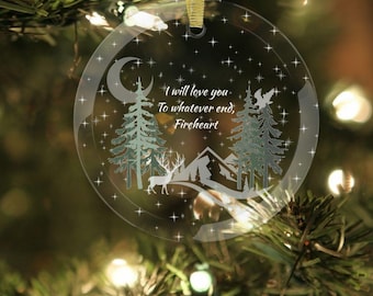 Fireheart Throne of Glass Sun Catcher Glass Ornament, Rowan&#39;s sweet words to his Queen Aelin Galathynius from Sarah J Maas, book lover gift