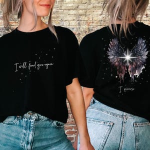 ハントの約束「またあなたを見つける。約束する」クレセントシティの両面Tシャツ、天使の約束とサラ・J・マースの叙事詩からのブライスの星