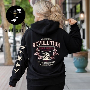 Iron Flame Revolution Hoodie | Fourth Wing Sleeve Dragons + Tairn & Andarna Emblem | Rebecca Yarros Fan Gear